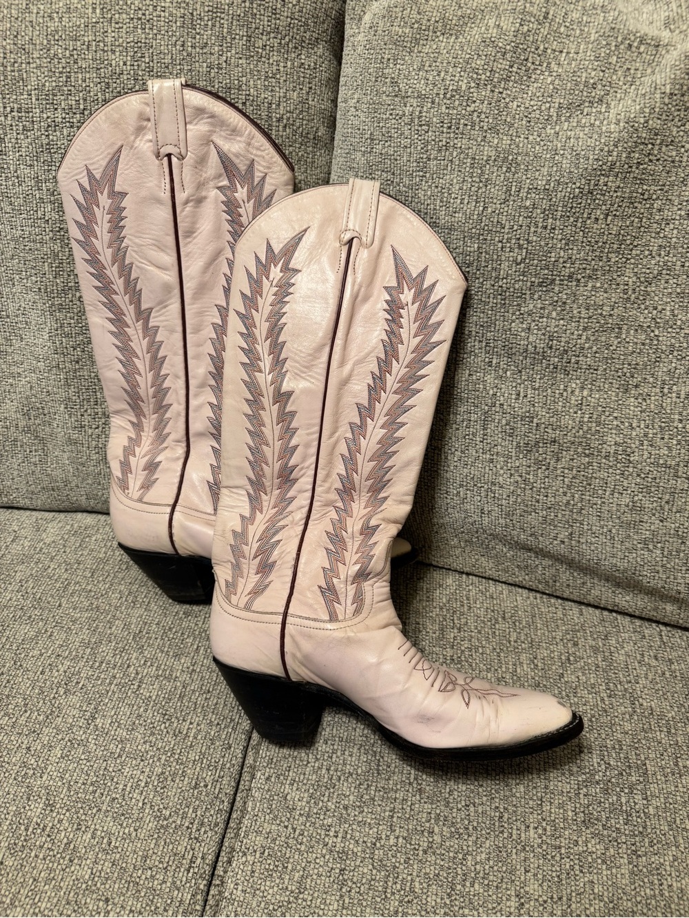 Larry Mahan Pink Leather Cowgirl Round Toe Boots Size 8